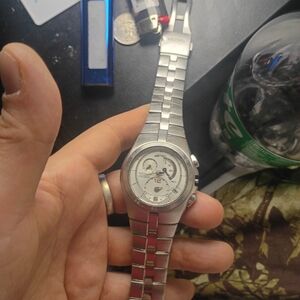 Seiko Silver Men's Kinetic Chronograph Watch